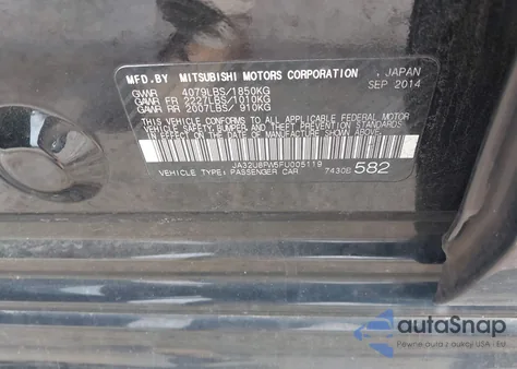 2015 Mitsubishi Lancer Gt from USA, damaged, VIN JA32U8FW5FU005119